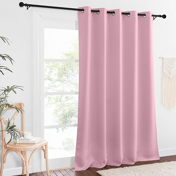 NICETOWN Patio Blackout Curtain Panels - Extra Wide Sliding Door Thermal Insulated Drape, Privacy Room Divider Curtain for Bedroom Office (Rouge Pink, 66 x 118 Inch Long) - Image 7