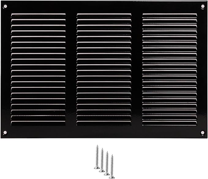 10x6 Vent Cover (Duct Opening) - Black HVAC Return Air Grille for Wall and Ceiling - Metal AC Vent Cover with Mesh - Rectangular Air Register - External Dimensions: 11.81" W x 7.87" H by TURvent