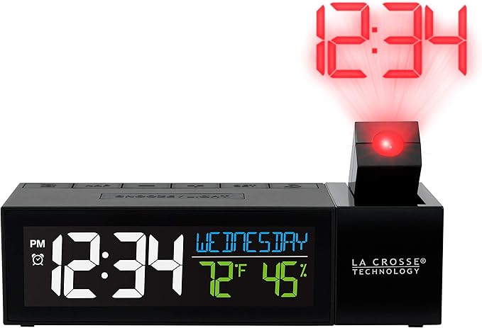 La Crosse Technology 616-1950-INT Pop-Up Bar Projection Alarm Clock with USB Charging Port by LaCrosseTechnology