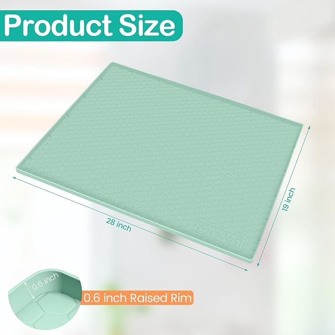 Waterproof Under Sink Mat 28" x 19", Silicone Cabinet Liner, Rubber Protector for Kitchen and Bathroom, Keeps Cabinets Clean, Dry, and Organized (Mint Green) - Image 2
