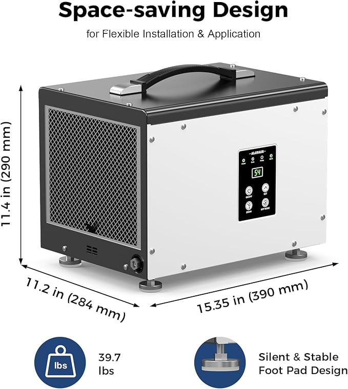 ALORAIR Wi-Fi Crawl Space and Basement Dehumidifier, 70 Pint with Pump, Auto-Defrost, Covers Up to 1000 Sq Ft, Memory Start, cETL Listed, Commercial Grade - Image 9