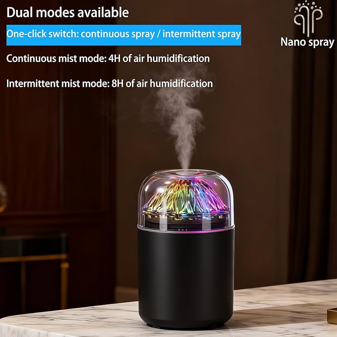 Small Humidifier-Car humidifiers with colored lights, USB Personal Desktop Humidifier for Baby Bedroom Office Home,2 Mist Modes,Whisper-Quiet Operation - Image 3