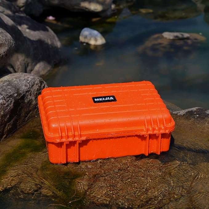 MEIJIA Portable All Weather Waterproof Protective Case,Hard Case,Camera Case With Customized Fit Foam,Fit Use of Drones,Camera,Equipments,Pistols,13.35 x11.63x5.98inches (Orange) - Image 3