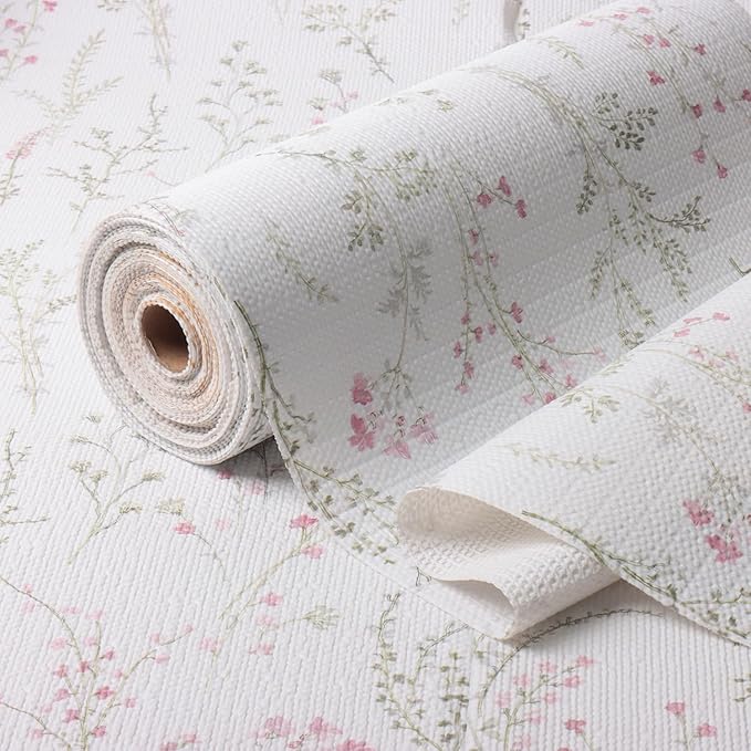 Floral Drawer and Shelf Liner for Cabinets 16IN x 20FT, Non-Adhesive and Strong Non-Slip Flower Shelf Cabinet Drawer Liners for Kitchen,Table,Bookshelves,Waterproof Cupboard Liner by Amiitay