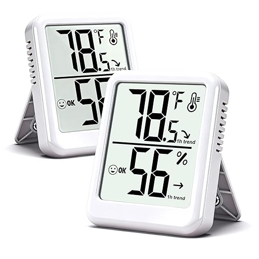 2-Pack Room Thermometer Indoor Hygrometer for Home, Temperature Humidity Meter, Humidity Gauge, Digital Room Temperature Monitor Sensor for Baby Nursery Car Plant - AAA Battery Included by Ayawiss