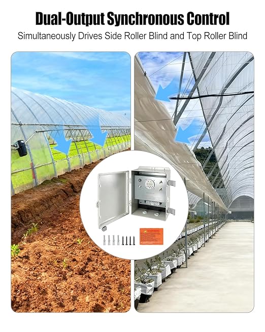 Greenhouse Roll Up Motor Timer Controller, 7 Day Programmable Dual DC Motor Control, 110V to 24V Transformer, IP65 Waterproof Box for Roof & Side Curtain Films - Image 5