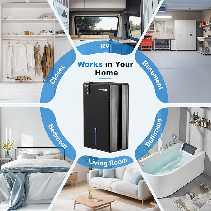 Dehumidifier for Home (85 OZ, 1000 sq ft) Small Dehumidifiers for Basement, Auto Shut-Off, Sleep Mode, 7 Color Light, Quiet Dehumidifier for Bedroom, Bathroom, Living Room with Drain Hose(Black) - Image 8