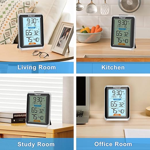 Geevon Wireless Indoor/Outdoor Thermometer & Hygrometer, Digital Temperature & Humidity Sensor with Time, Clock, 200ft/60m Range, 3.8‘’ Large Display - Image 8