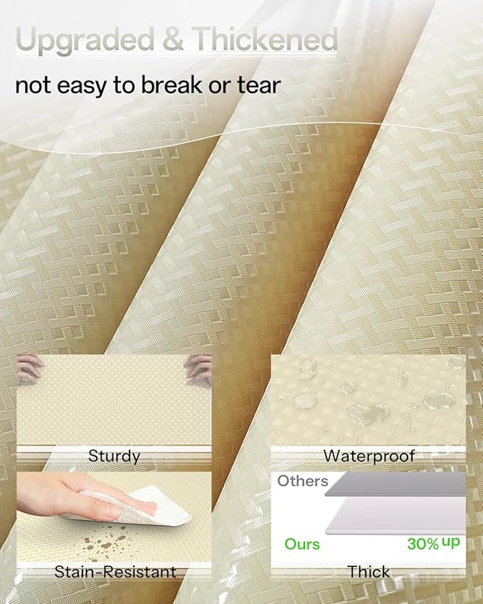 Shelf and Drawer Liner for Kitchen Cabinet, Non-Adhesive 24in x 240in Waterproof Contact Paper Refrigerator Liners Thickened Durable EVA Material Non Slip Mat for Dresser Cupboard Pantry Protector - Image 2