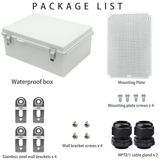 Waterproof Electrical Box Junction Box Weatherproof IP67 ABS Plastic Enclosure Switch Router Project Box Electronics DIY Enclosure with Mounting Plate and Wall Bracket Grey 13.8"x9.8"x5.9" - Image 4