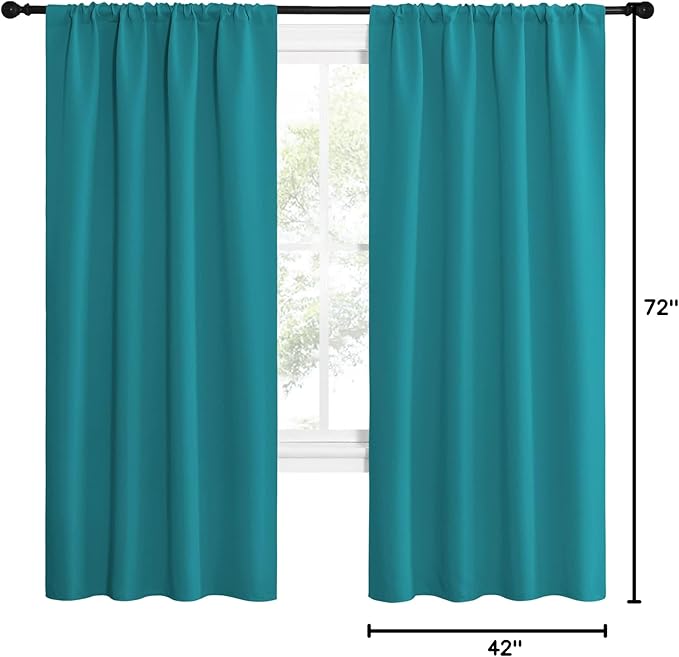 NICETOWN Peacock Blue Blackout Curtains Panels for Window, Thermal Insulated Rod Pocket Blackout Drapes/Draperies for Living Room (2 Panels, W42 x L72 inches) - Image 10