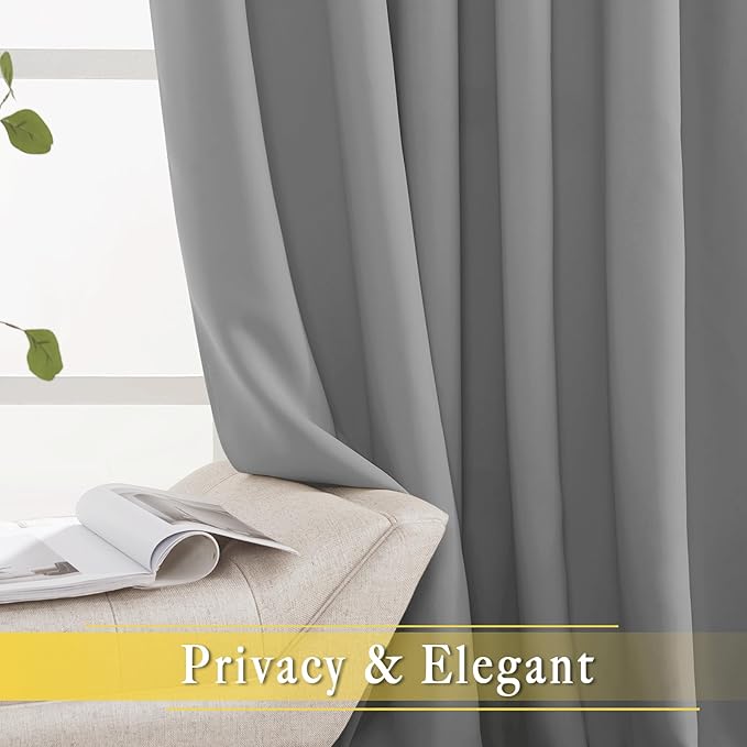 NICETOWN Blackout Sliding Door Curtain for Living Room, Grommet Room Divider Curtain Privacy Thermal Insulated Sound Reducing Window Treatment for Bedroom (1 Panel, Silver Grey, W80 x L108) - Image 5