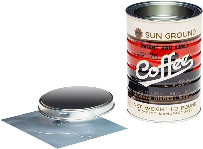 Retro Tin Can, Studio MPLS Designs, Collectable, Peel & Stick Valved End with Metal Lid, 8-12oz (4.0625 x 5.5 in) (Sun Ground Design) - Image 4
