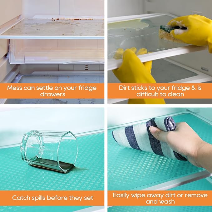 Blue Shelf Liners for Kitchen Cabinets Refrigerator Liners Waterproof & Oil-Proof Kitchen Cupboard Liner Drawer Mats EVA Material Non Adhesive Fridge Liner for Shelves 17.5 x 236.2 Inches - Image 5