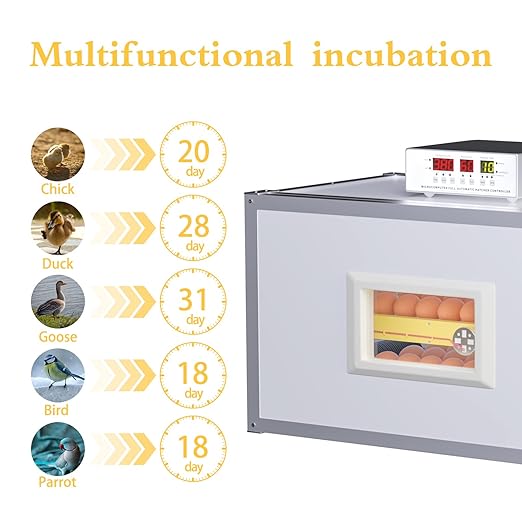 Egg Incubator ，Farm Egg Incubator with Automatic Egg Turning and Humidity Control，Industrial Brooding Machine Chicken Incubator ，Suitable for Chicken Duck Goose Quail Parrot Bird Eggs - Image 4