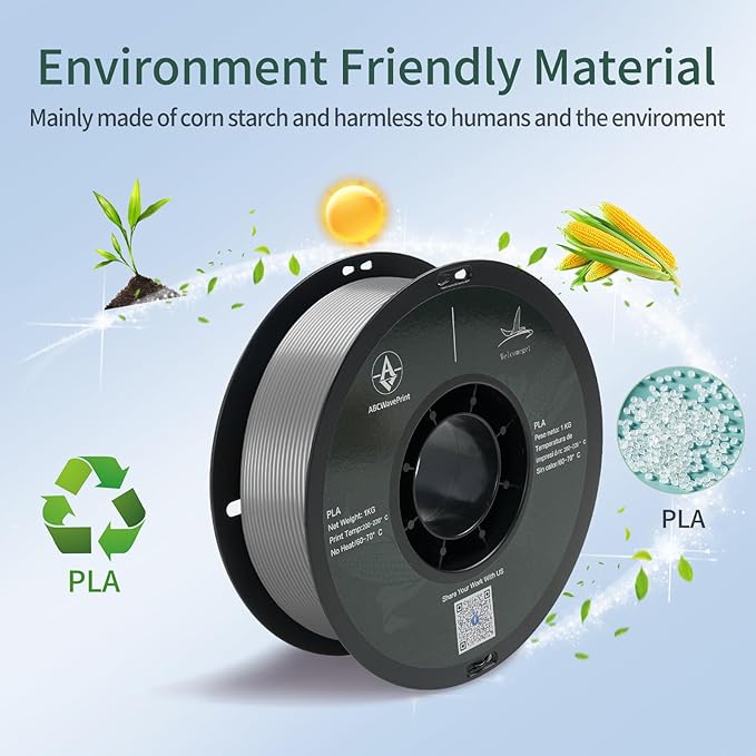 PLA 3D Printer Filament, Dimensional Accuracy +/- 0.02 mm, 1 kg Spool(2.2lbs), 1.75 mm，Grey - Image 4