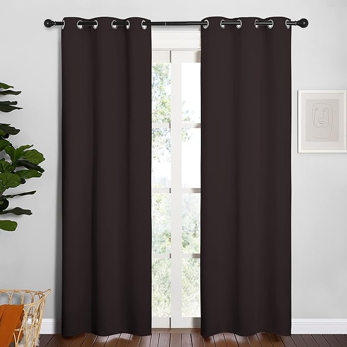 NICETOWN Thermal Curtains 84" Long, Energy Smart Thermal Insulated Solid Grommet Blackout Curtains/Drapes Window Panels (2 Panels, 34-inch x 84-inch, Toffee Brown) - Image 2