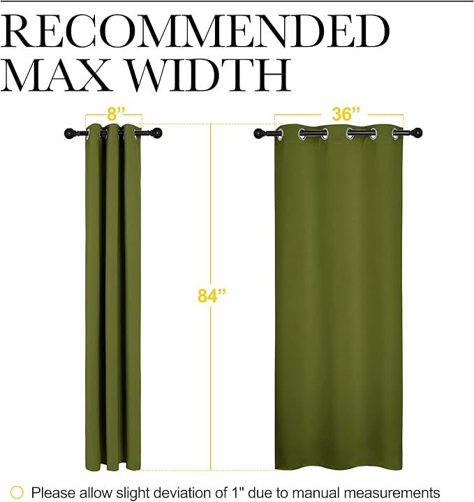 NICETOWN Holiday Christmas Decor Thermal Insulated Solid Grommet Blackout Curtains/Drape for Living Room (1 Pair, 42 by 84 inches, Olive Green) - Image 7
