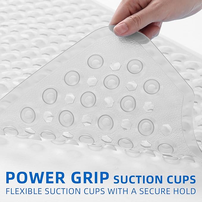 ZHICHENG Bath Tub and Shower Mats, Non-Slip 39 x 16 Inch Extra Long Bath Mat, Machine Washable Bathtub Mat with Drain Holes, Suction Cups for Bathroom (Colour) - Image 2