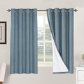 H.VERSAILTEX Linen Blackout Curtains 63 Inches Long 100% Blackout Thermal Insulated Textured Linen Look Curtain Draperies Anti-Rust Grommet, Energy Saving with White Liner, 2 Panels, Stone Blue by HVERSAILTEX