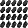 METALLIXITY Rectangle End Caps (26 x 13mm) 40Pcs, Plastic Rectangle Tube Inserts Threaded End Blanking Caps Protector - for Furniture Table Chair Legs, Black by METALLIXITY
