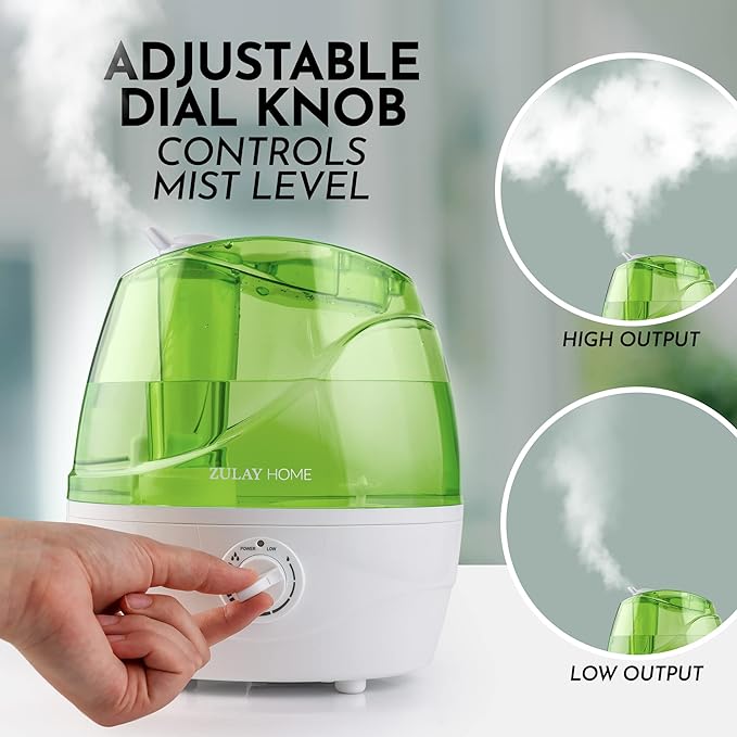 Zulay Home Cool Mist Humidifiers For Bedroom (2.2L Water Tank) - Quiet Ultrasonic Humidifiers For Large Room with Auto Shutoff Feature - Air Humidifier For Plants, Nursery, Kids Room (Green) - Image 4