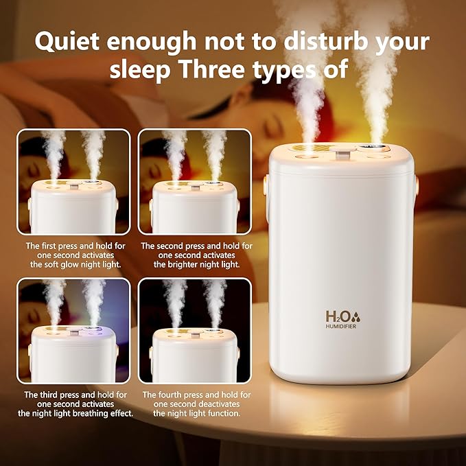 1L Cool Mist Ultrasonic Humidifier - Quiet Air Humidifier with Auto Shut-Off/Waterless Protection for Bedroom Home Office Plants, Small Large Capacity for Dry Air - Image 4