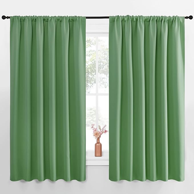 NICETOWN Blackout Curtains for Bedroom, Blackout Curtain Panels, Froest Green, 1 Pair, 70 by 63-inch, Window Treatment Energy Saving Thermal Insulated Solid Rod Pocket Blackout Drapes/Draperies by NICETOWN