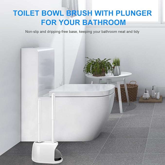SetSail Toilet Brush and Plunger Set, 2 Packs Toilet Plungers for Bathroom Heavy Duty Toilet Bowl Brush and Holder Hidden Toilet Plunger and Brush Set for Deeply Cleaning - White - Image 7