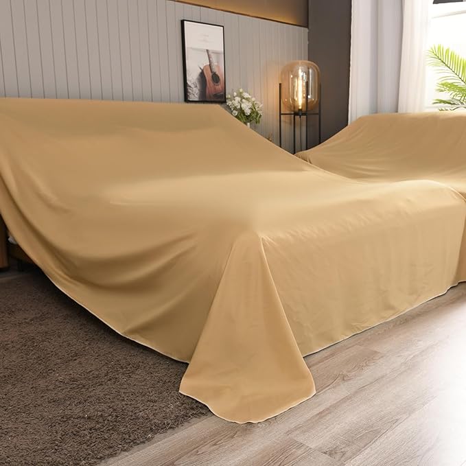 Furniture Cover Multi-Purpose, Indoor and Outdoor Furniture Dust Cover Sofa Cover Dustproof Breathable Mattress Protector Cabinet Cloth Home Dust Block (Light Camel, 350cm x 600cm(137x236in)) - Image 8