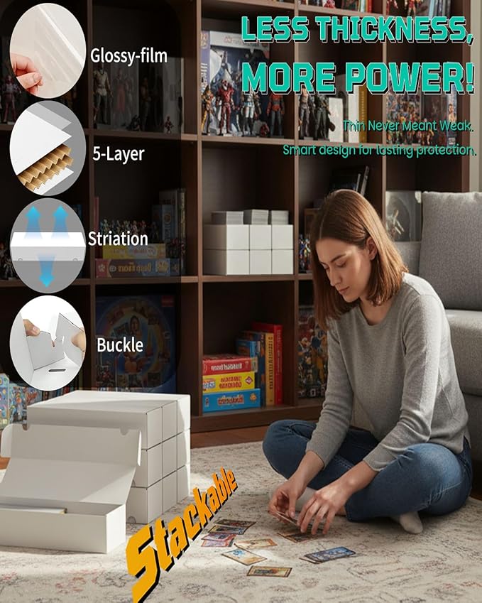 Upgraded Card Storage Box with Removable 5-Compartment,8-Pack Laminated Trading Card Storage Box, Organization Storage for Trading Cards Prevents Leaning,Bulk Card Box for TCG/Mtg/Sports Cards Storage - Image 8