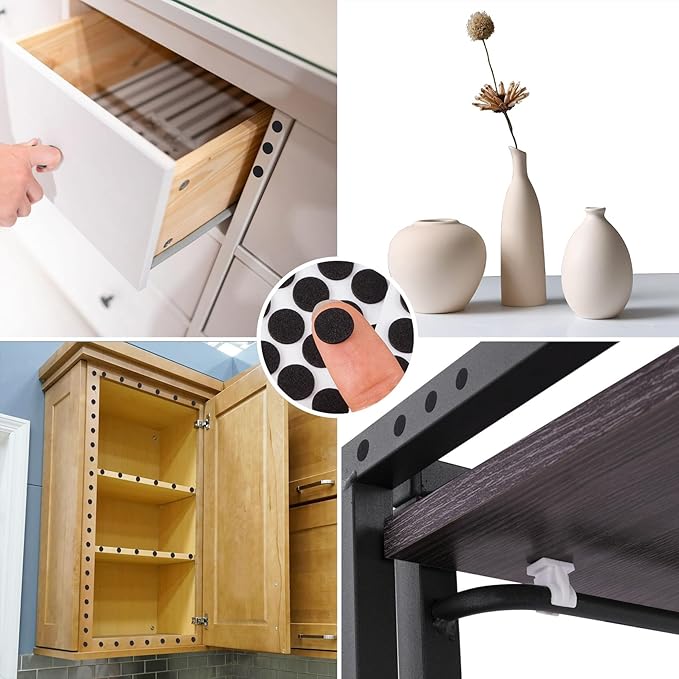 504 Pcs Small Felt Furniture Pads, Self-Adhesive EVA Foam Dot Circles, Round Felt Furniture Stickers for Desks Drawers Vases Photo Frames Cabinets Doors Candlesticks - Black (0.39") - Image 7