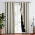 NICETOWN Natural 100% Blackout Window Curtain Panel, Cold and Full Light Blocking Drape with Black Liner for Nursery, 84 inches Drop Thermal Insulated Draperies (1 Piece, 52 inches Wide Each Panel) by NICETOWN