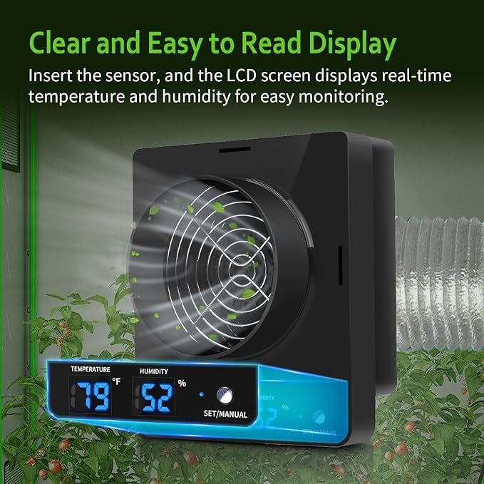 4-Inch Grow Tent Inline Duct Fan, Automatic Temperature & Humidity Sensing Control, Ventilation System for Grow Tents, Greenhouses - Image 3