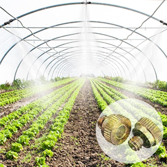 20 Pack Brass Misting Nozzles Tees, Brass Spray Nozzles for Greenhouse Landscaping Humidification, Dust Control Mist Nozzle Sprinkler for Outdoor Cooling System 0.012 Orifice (0.3 mm) 10/24 UNC Garden - Image 7