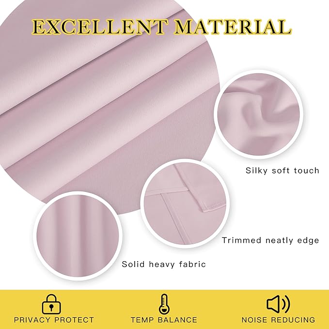 NICETOWN Blackout Patio Curtains 100 x 95 Inches Long for Sliding Door Extral Wide Blackout Curtain Panels Thermal Insulated Room Divider - Grommet Top, 100" W x 95" L, 1 Panel, Baby Pink - Image 2