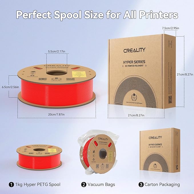 Official Creality Hyper PETG Filament 1.75mm, High Speed 600mm/s 3D Printer Filament PETG, 1kg(2.2lbs)/Spool, Dimensional Accuracy ± 0.05 mm (Red) - Image 7