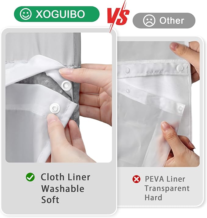 Snap-in Fabric Replacement Liner 71" W x 67" L, for 72" W x 87" L No Hook Shower Curtain - Image 6