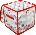 Ornament Storage Box - Holiday Decorations Containers, Christmas Ball Container With Adjustable Dividers For 64 Balls, Space-Saving Holiday Decor Organizer With Lid And Handle, Frosted Design With Eas by Unknown