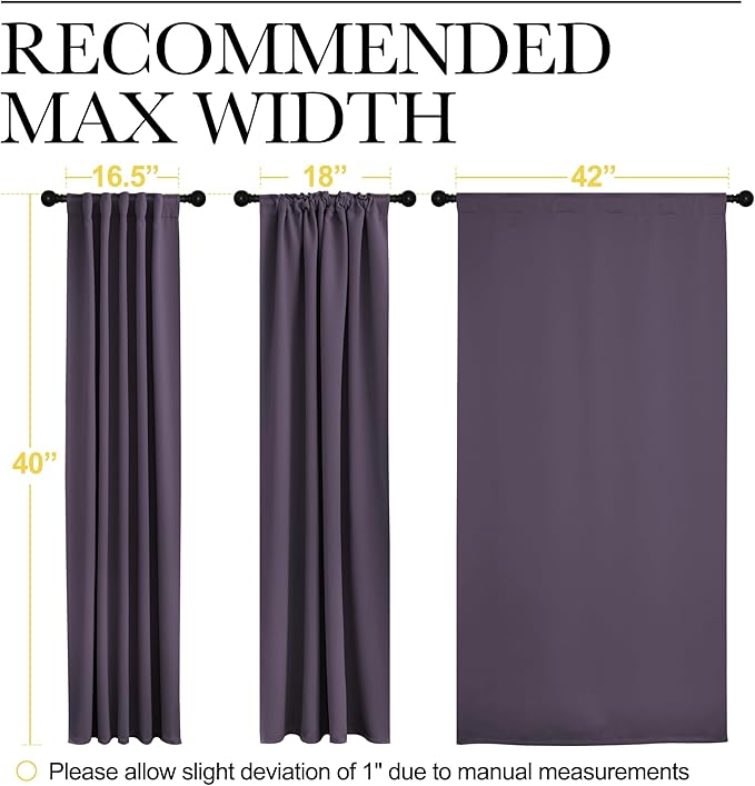 NICETOWN RV Curtains for Camper Windows - (Greyish Purple Color) 42x40 Inch, 2 Panels Set, Thermal Insulated Room Darkening Blackout Drapes/Draperies with Rod Pocket & Back Tab for Half Window - Image 7
