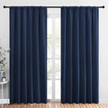 NICETOWN Living Room Curtains, Blackout Draperies, Home Decorations Thermal Insulated Solid Rod Pocket Blackout Drapes for Cafe (Navy, One Pair, 70 x 84-inch) by NICETOWN