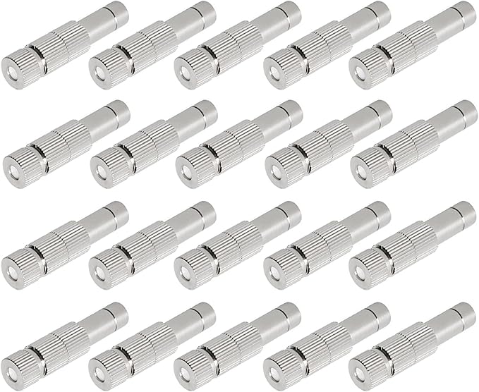 20pcs Brass Mister Nozzles, 6mm Misting Nozzles for Outdoor Cooling System, Landscaping, Air Humidification, Greenhouse Irrigation (with Filter, 0.012"/0.3mm Orifice) by wexecon