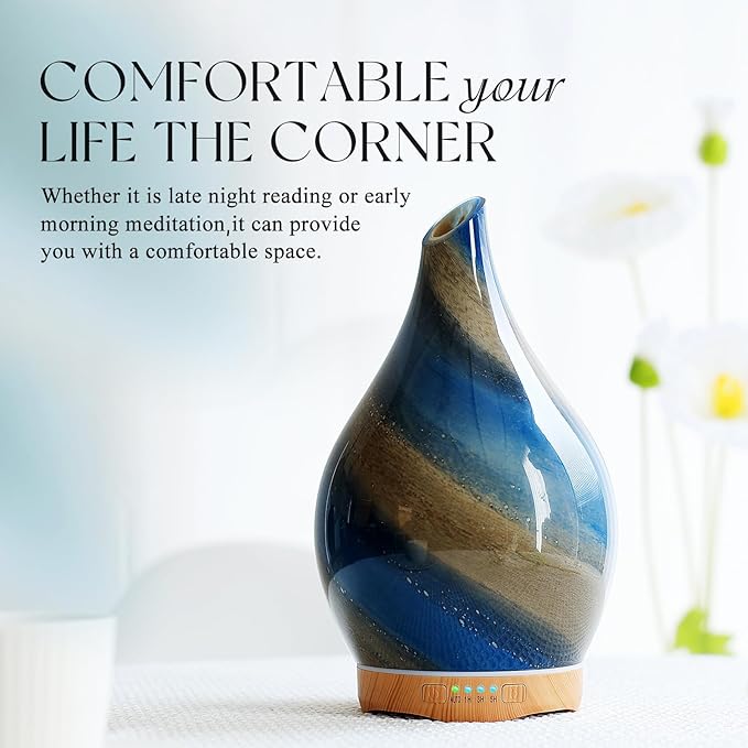 Porseme 280ml Essential Oil Diffuser Glass Color Changing Aroma Air Diffusers Aromatherapy Ultrasonic Cool Mist Humidifier 7 Running Hours Waterless Auto-Off for Sleeping, Yoga, Office, Spa (Galaxy) - Image 4