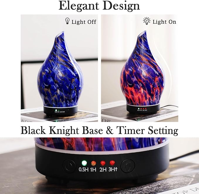 Porseme 150ml Essential Oil Diffuser Glass Color Changing Aroma Air Diffusers Aromatherapy Ultrasonic Cool Mist Humidifier 6 Running Hours Waterless Auto-Off for Sleeping Yoga Office Spa (Deep Blue) - Image 4