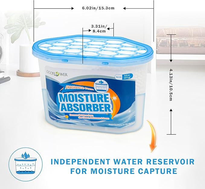 12-Pack Moisture Absorber, 9.8 oz (277g), Traps Moisture & Humidity, Portable Dehumidifier for Closets, Bathrooms, Toilets, Study Rooms, RVs, Basements - Image 2
