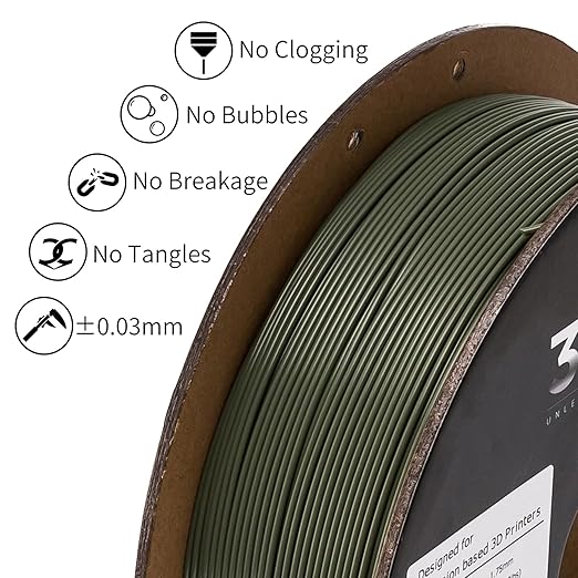 INLAND Micro Center PLA+ 3D Printing Filament 1.75mm - PLA Pro Dimensional Accuracy +/- 0.03 mm - 1kg Cardboard Spool (2.2 lbs) (1 Pack Olive Green, 1.75mm) - Image 3
