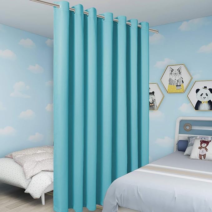BONZER Extra Wide Room Divider Curtain Total Privacy Wall Noise Reducing Blackout Curtains for Apartment, Studio, 96L x 150W Inch (8L x 12.5W ft), 1 Panel, Teal - Image 4