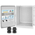 TICONN Outdoor Electrical Box Waterproof, Junction Box IP67 ABS Plastic Enclosure with Hinged Cover with Mounting Plate, Wall Brackets, Cable Glands (Off-White, 24.8"x20.9"x9.8") by TICONN