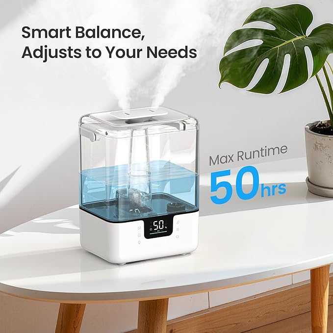 Smart Humidifiers for Bedroom Home, 6L Cool Mist Top Fill Humidifier Large Room with Essential Oil Diffuser, Touch/APP/Voice Control, NightLight Humidifiers for Nursery & Plants (White, 1Pack) - Image 4