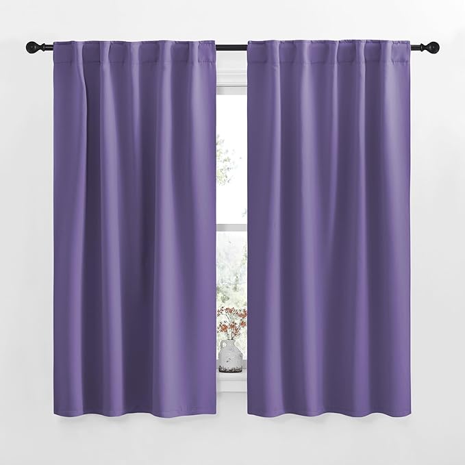NICETOWN Blackout Curtain Panels for Living Room - (Lilac Blue Color) 34x48 inch, 2 Panels Set, Room Darkening Blackout Drapes for Window by NICETOWN